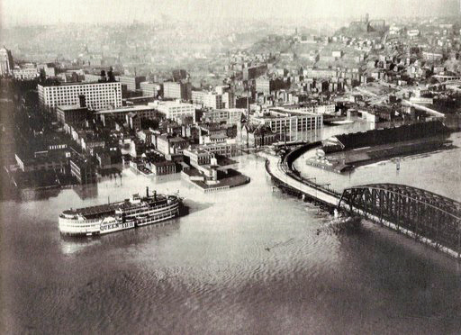 Downtown Cincinnati 1937 Flood Postcard - Don Prout